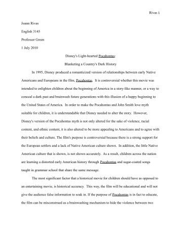 Analysis on Pocahontas Myth - studentwebs.ColumbusState.edu