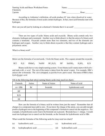 acids and bases practice notes 4 acid base chemistry 41 termni ology: note that water can act as either an acid or a base such substances are called • weak acids and bases do not . acids and bases practice notes 4 acid base chemistry 41 termni ology: note that water can act as either an acid or a base such substances are called • weak acids and bases do not .