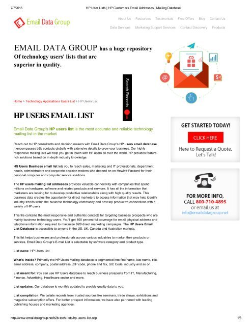 Targeted and Verified HP Users List from Email Data Group