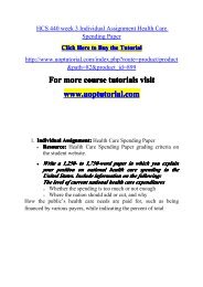 HCS 440 week 3 Individual Assignment Health Care Spending Paper