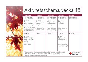 Aktivitetsschema v.45-46 - Stockholms sjukhem