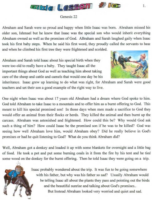 Abraham & Isaac - Sunday School Resources