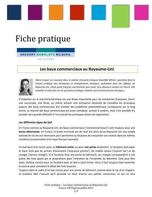 Les Baux Commerciaux Au Royaume Uni Members Ccfgb Co Uk