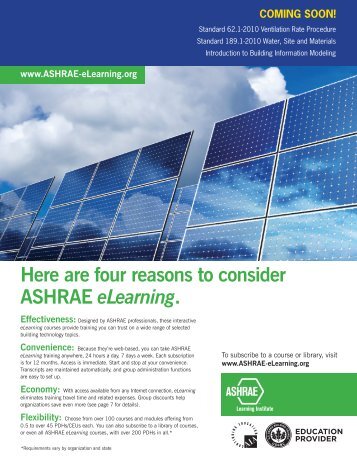 Here are four reasons to consider ASHRAE eLearning.