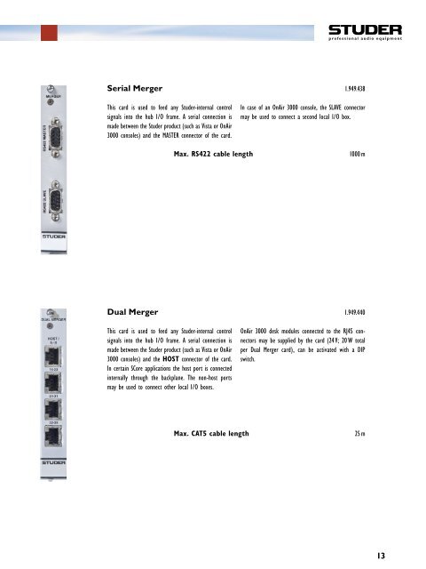 Studer D21m I/O System Components - ATT Audio Controls