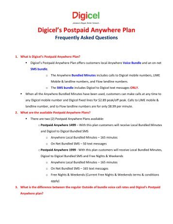 Digicel's Postpaid Anywhere Plan Frequently ... - Digicel Jamaica