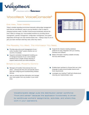 Vocollect VoiceConsole Datasheet - Intermec