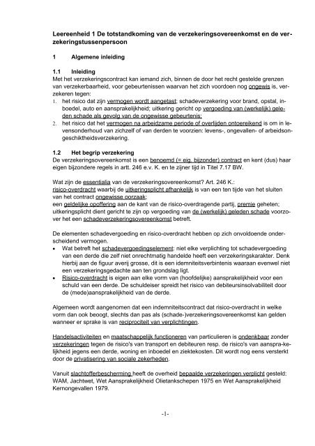 Verzekeringsrecht samenvatting 2009.pdf - Ex Tunc