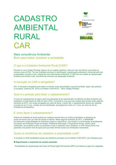 CADASTRO AMBIENTAL RURAL CAR - Sema