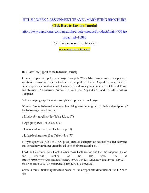 Htt 210 Week 2 Assignment Travel Marketing Brochure Htt 210 Week 2 Assignment Travel Marketing Brochure