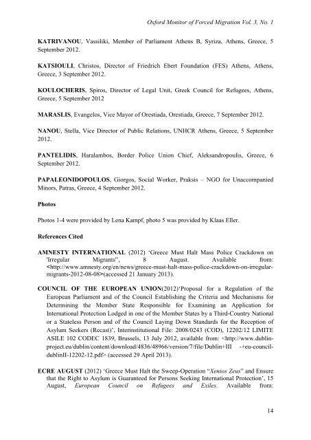 Oxford Monitor of Forced Migration, Volume 3, Number 1