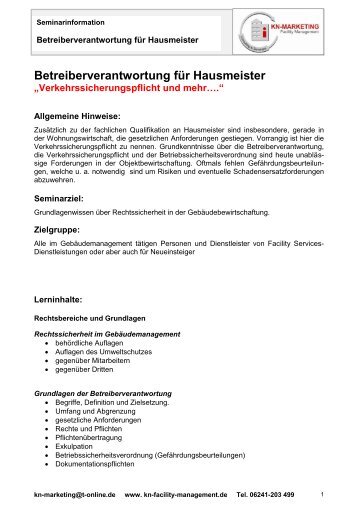 Betreiberverantwortung für Hausmeister