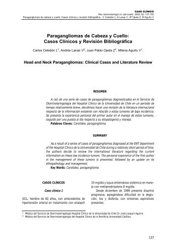 Paragangliomas de Cabeza y Cuello: Casos ClÃ­nicos y RevisiÃ³n ...