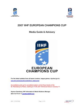 2007 IIHF EUROPEAN CHAMPIONS CUP Media ... - Tuttohockey