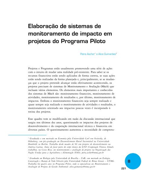 Monitoramento e avaliação de projetos - Ministério do Meio Ambiente