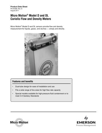 Micro MotionÂ® Model D and DL Coriolis Flow ... - iandasolutions.in