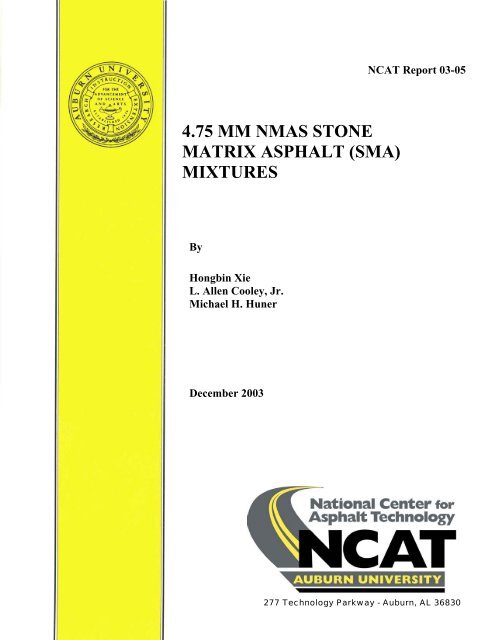 4.75 mm nmas stone matrix asphalt (sma) mixtures - Auburn University