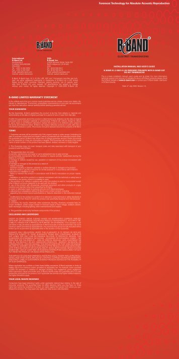 Installation Instructions - B-Band, Inc.
