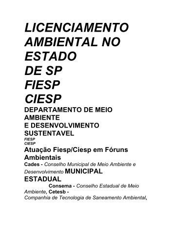 fluxograma do licenciamento ambiental no estado de sp fiesp - ASEC