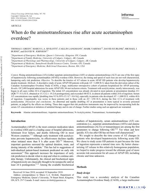 When do the aminotransferases rise after acute ... - Squarespace