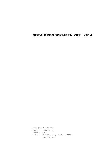 NOTA GRONDPRIJZEN 2013/2014 - Gemeente Westland