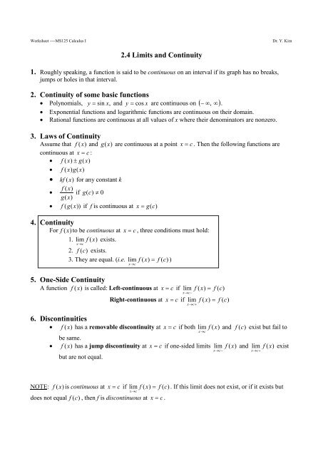 2 4 Limits And Continuity 2 Continuity Of Some Basic Functions 3