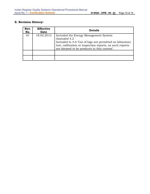 Indian Register Quality Systems Operational Procedures Manual ...