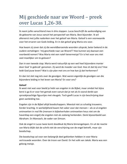 preek over Lucas 1,26-38. - Hans-Jan Roosenbrand