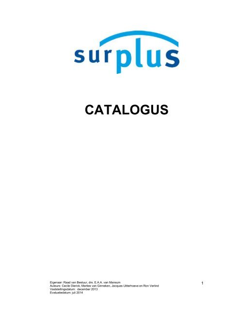 Klik voor de Surplus catalogus - Surplus Welzijn