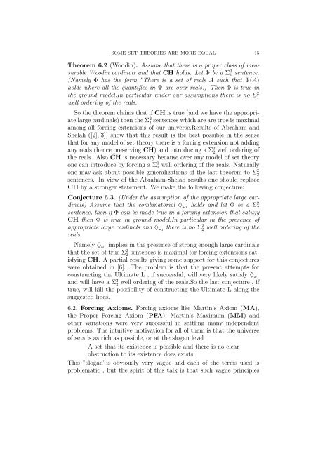 SOME SET THEORIES ARE MORE EQUAL ... - Logic at Harvard