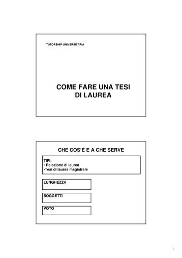 COME FARE UNA TESI DI LAUREA