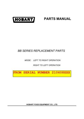 C-LINE BB parts manual English,rev6 - Hobart Food Equipment