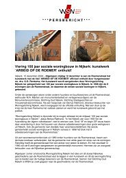 PERSBERICHT * * * Viering 100 jaar sociale woningbouw in Nijkerk