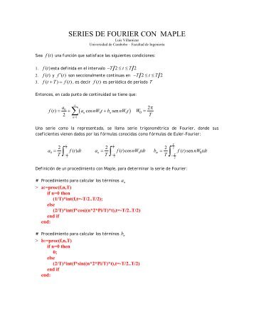 SERIES DE FOURIER CON MAPLE - Facultad de IngenierÃ­a