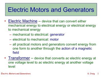 Electric Motors and Generators - Mechatronics