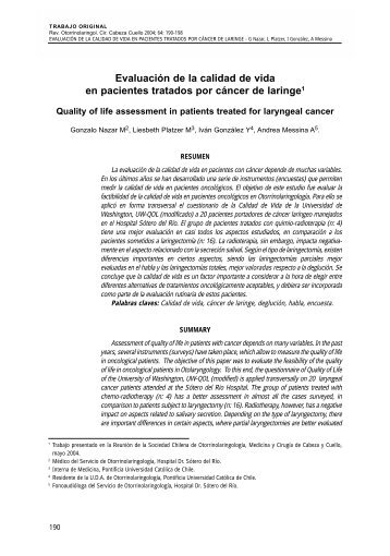 EvaluaciÃ³n de la calidad de vida en pacientes tratados por cÃ¡ncer ...