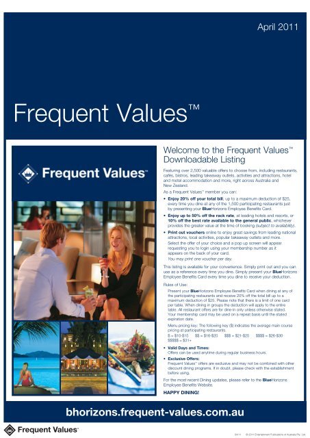 Frequent Valuesâ„¢ - Blue Horizons Employee Benefits Program