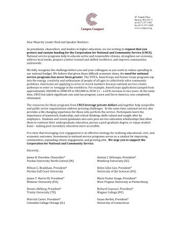 a letter of support from leaders in higher education - Voices for ...