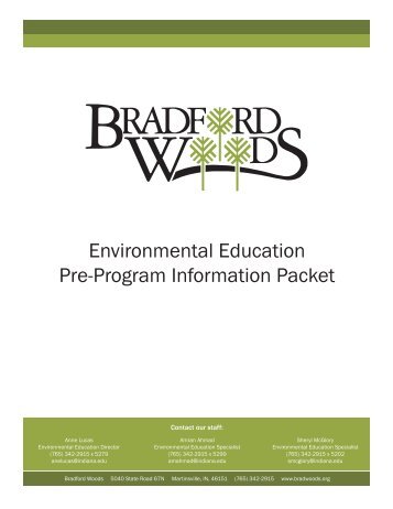 Information Packet for Schools - Bradford Woods