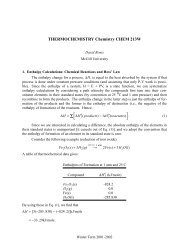 THERMOCHEMISTRY Chemistry CHEM 213W - McGill University