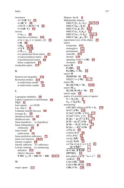 Formulas Useful for Linear Regression Analysis and Related Matrix ...