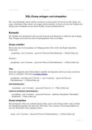 SQL-Dump anlegen und einspielen - wissen4free.org