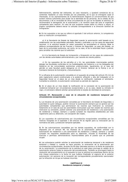 Reglamento de aplicaciÃ³n de la ley de extranjerÃ­a - Comisiones ...