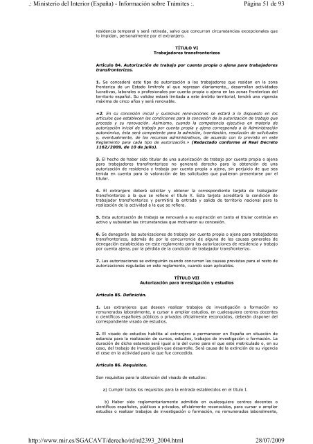 Reglamento de aplicaciÃ³n de la ley de extranjerÃ­a - Comisiones ...