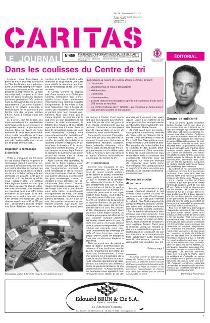 LE JOURNAL Dans les coulisses du Centre de tri - Caritas GenÃ¨ve