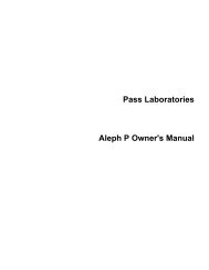 Owner's Manual PDF - Pass Labs