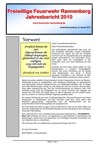 Jahresbericht (.pdf) - Freiwillige Feuerwehr Rannenberg