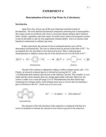 Determination of Iron in Tap Water by Colorimetry