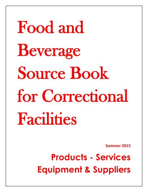 Food and Beverage Source Book for Correctional Facilities