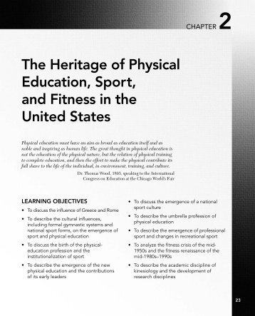 The Heritage of Physical Education, Sport, and Fitness in the United ...